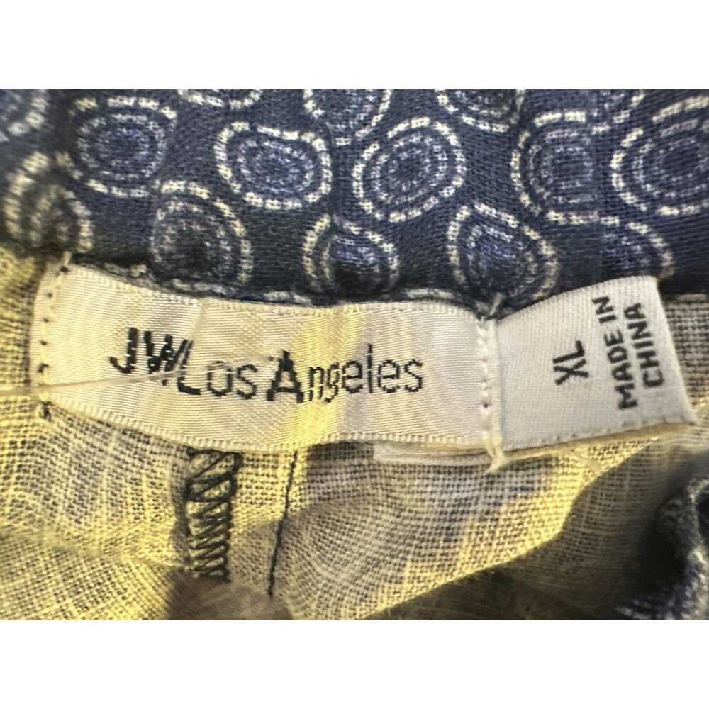 JW Los Angeles Linen Blue Geometric Pattern Shorts Size XL - Picture 5 of 6